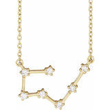Taurus constellation necklace in 14K gold, front view showing constellation