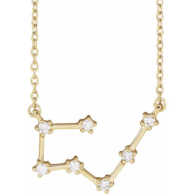 Taurus constellation necklace in 14K gold, front view showing constellation
