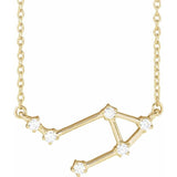 Libra diamond constellation necklace in 14K yellow gold, product view
