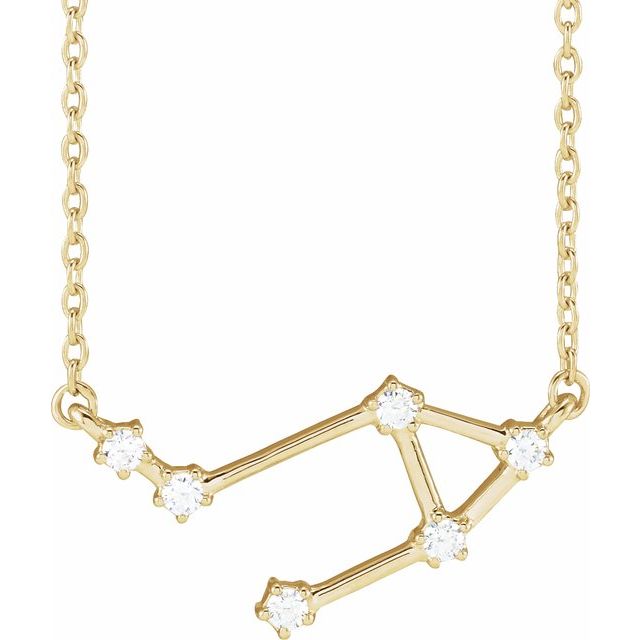 Libra diamond constellation necklace in 14K yellow gold, product view