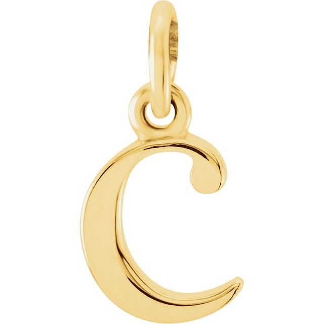 14K yellow gold Lowercase C Initial Charm