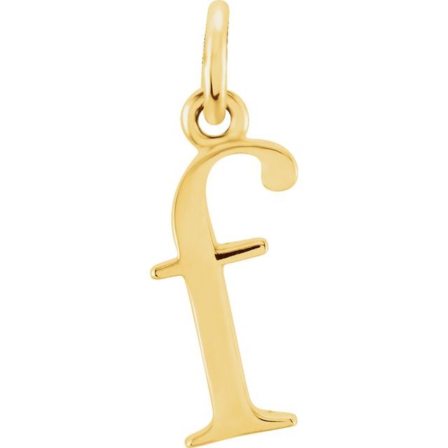 14K yellow gold Lowercase F Initial Charm
