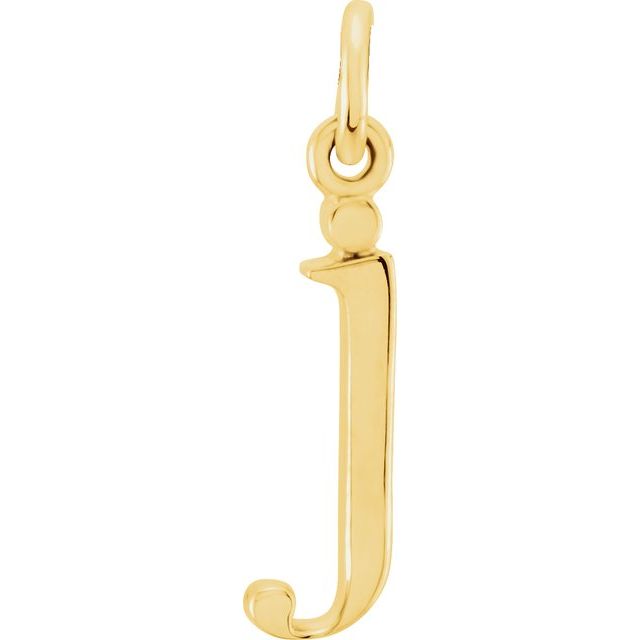 14K yellow gold Lowercase J Initial Charm