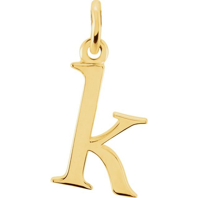 14K yellow gold Lowercase K Initial Charm