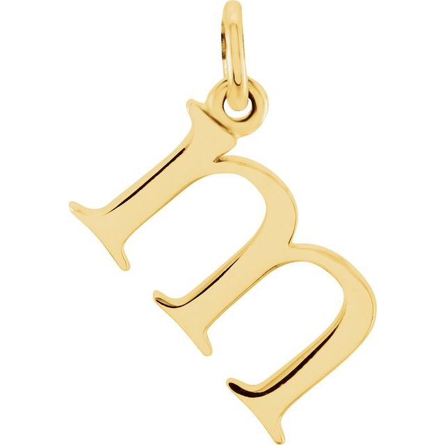 14K yellow gold Lowercase M Initial Charm