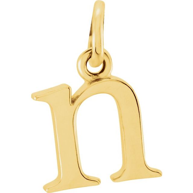 14K yellow gold Lowercase N Initial Charm