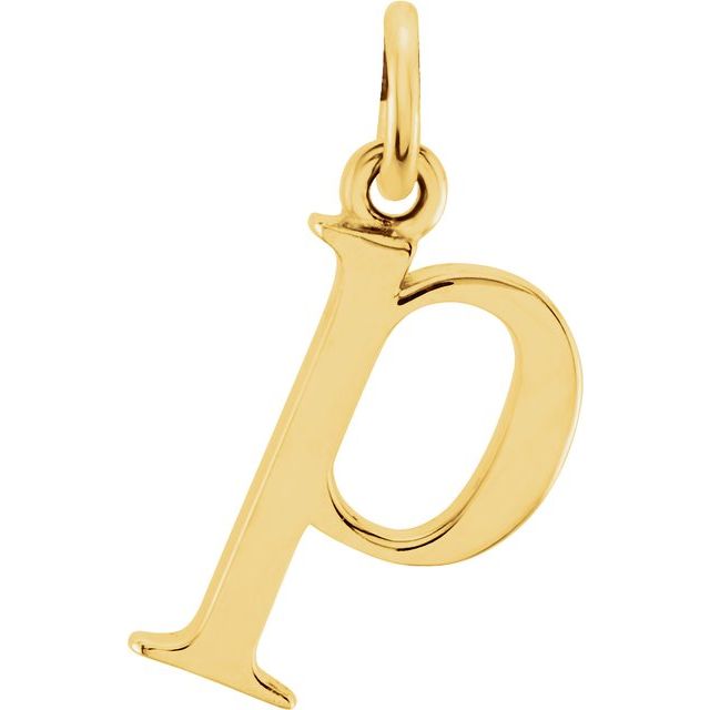 14K yellow gold Lowercase P Initial Charm