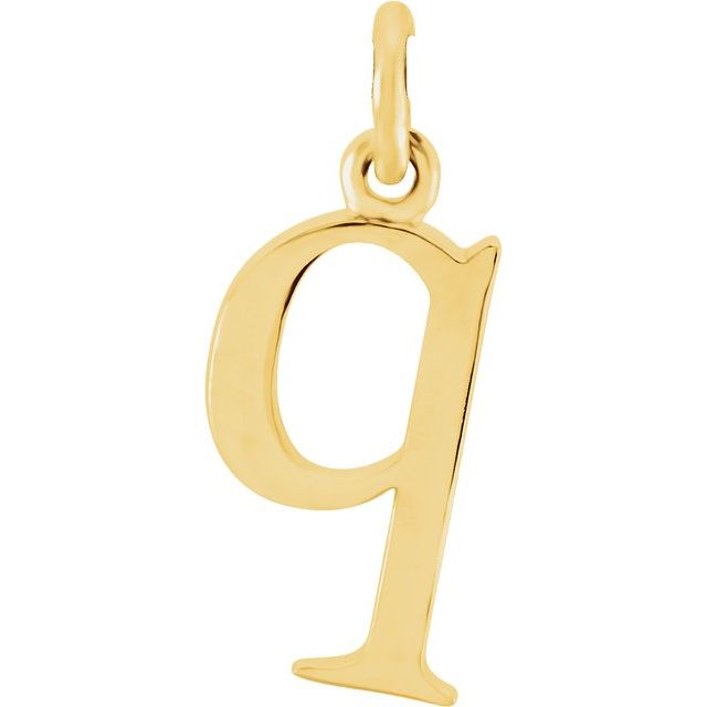 14K yellow gold Lowercase Q Initial Charm