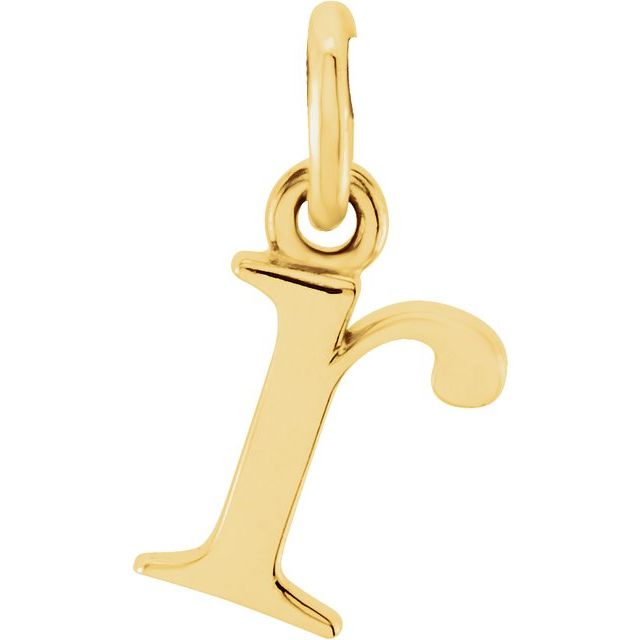 14K yellow gold Lowercase R Initial Charm