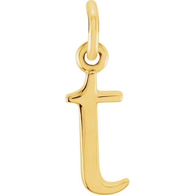 14K yellow gold Lowercase T Initial Charm
