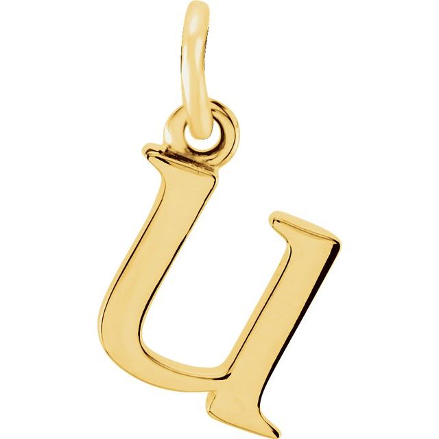 14K yellow gold Lowercase U Initial Charm