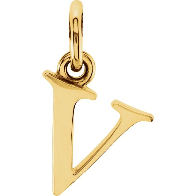 14K yellow gold Lowercase V Initial Charm