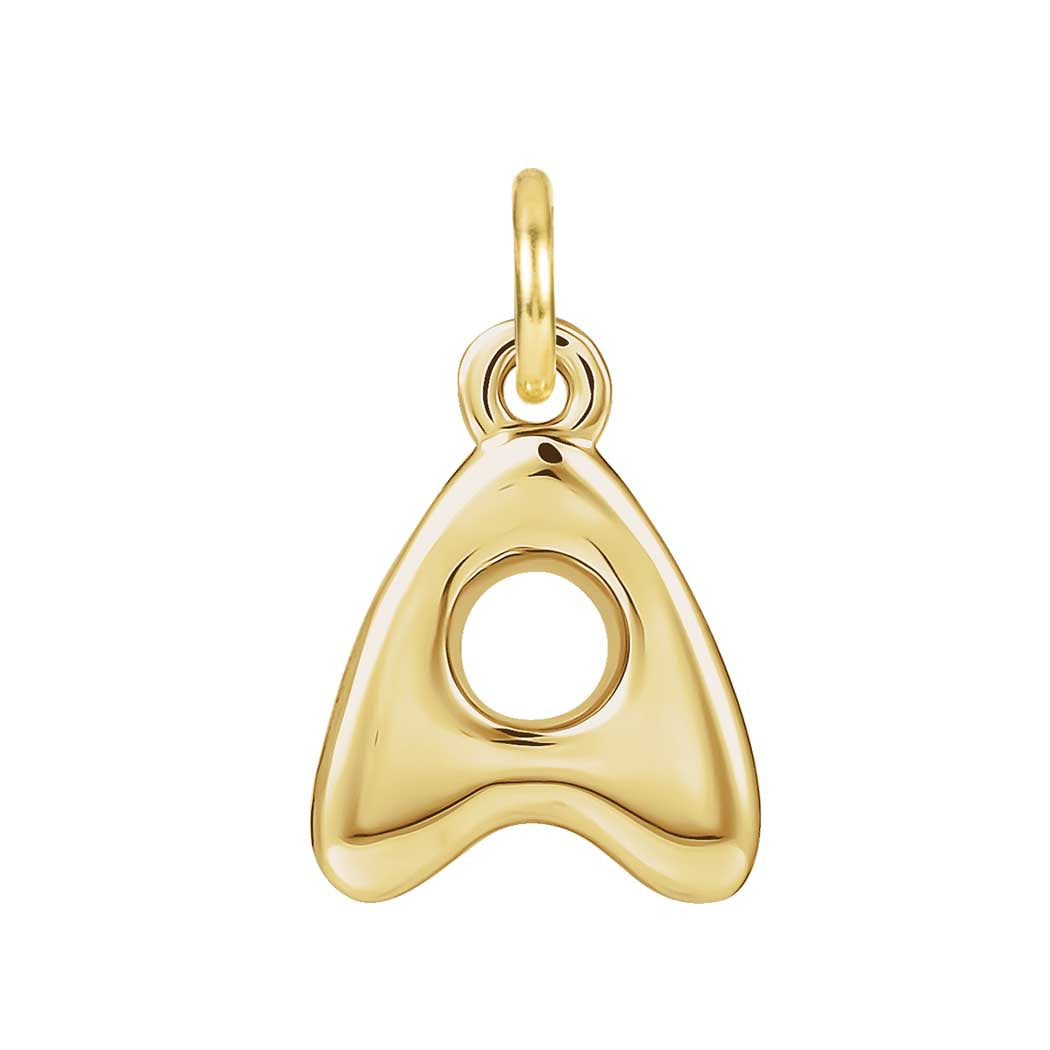 Bubble letter initial A charm in recycled 14K gold variant--A variant--14K-yellow-gold