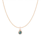 Alexandrite birthstone charm necklace in 14K rose gold, bezel-set pendant, product shot variant--14K-rose-gold variant--Alexandrite