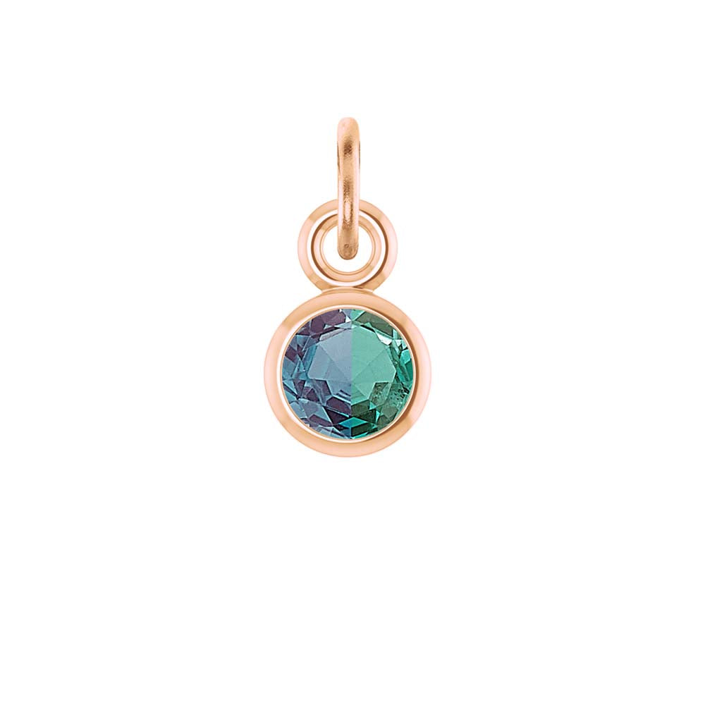 Alexandrite birthstone charm bezel-set in 14k rose gold — mystical color-shifting gemstone for jewelry.
