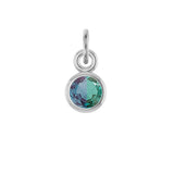 Alexandrite birthstone charm bezel-set in 14k white gold — rare color-changing June gemstone. variant--Alexandrite variant--14K-white-gold