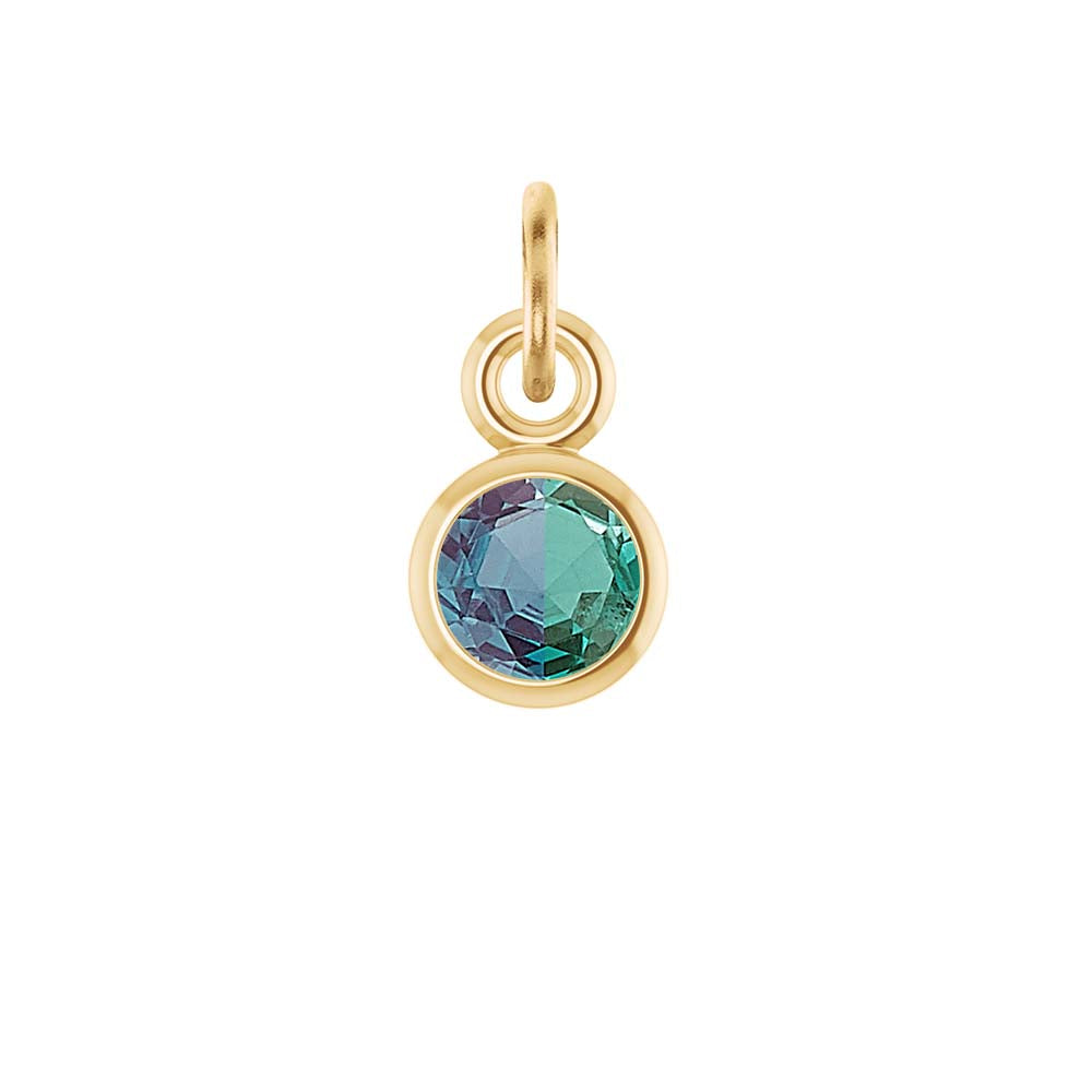 Delicate bezel-set alexandrite charm symbolizing June's birthstone in fine gold variant--14K-yellow-gold