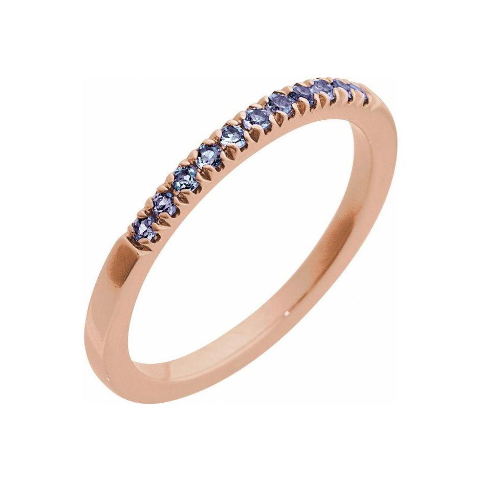 Alexandrite-Birthstone Stackable Band-14K rose gold variant--Alexandrite variant--14K-rose-gold variant--Swiss-Topaz