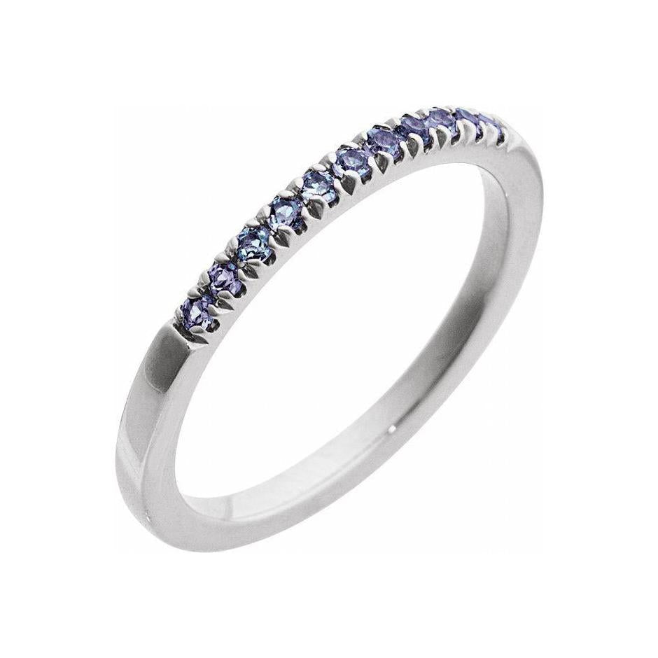 14K white gold stacking band featuring a petite alexandrite gemstone for daily elegance. variant--14K-white-gold