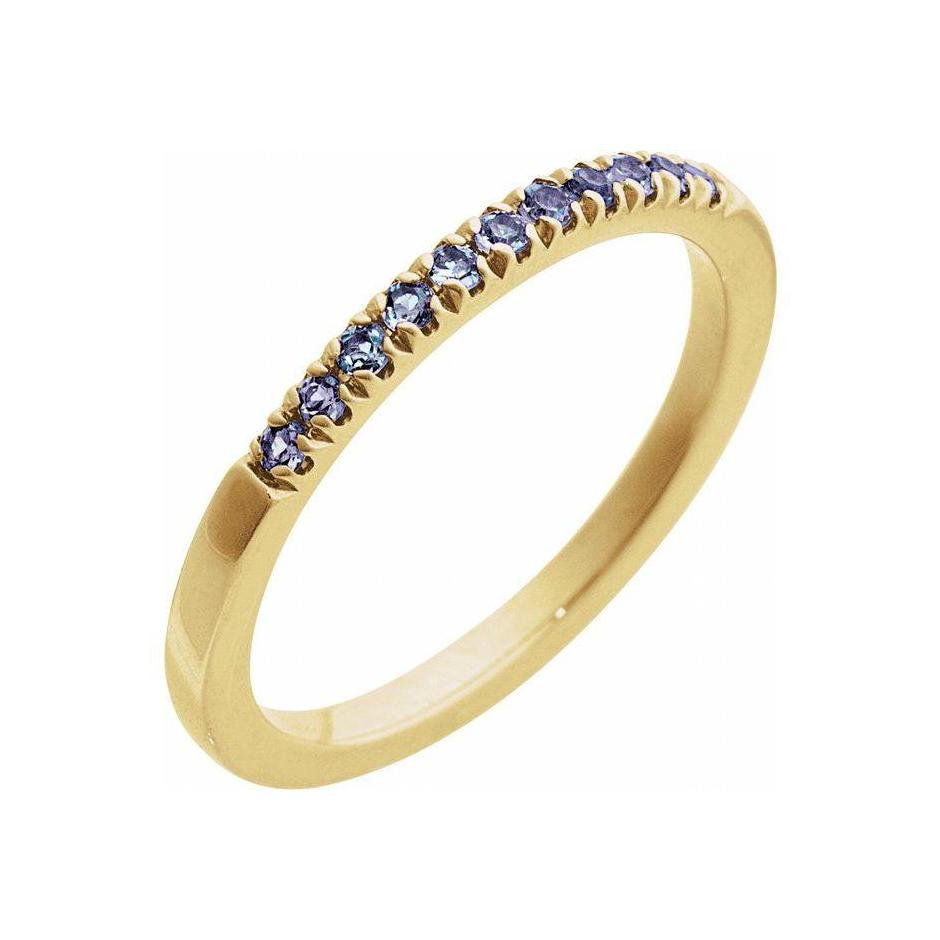 14K yellow gold stacking band featuring a petite alexandrite gemstone for daily elegance. variant--14K-yellow-gold