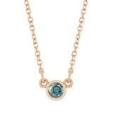 Bezel-set alexandrite birthstone necklace in 14K rose gold, product view variant--14K-rose-gold variant--Emerald