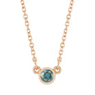 Bezel-set alexandrite birthstone necklace in 14K rose gold, product view