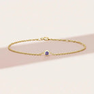 bezel set alexandrite bracelet in 14k gold variant--Sterling silver