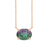 East West Oval 14K rose gold Necklace in Alexandrite variant--14K-rose-gold variant--Alexandrite