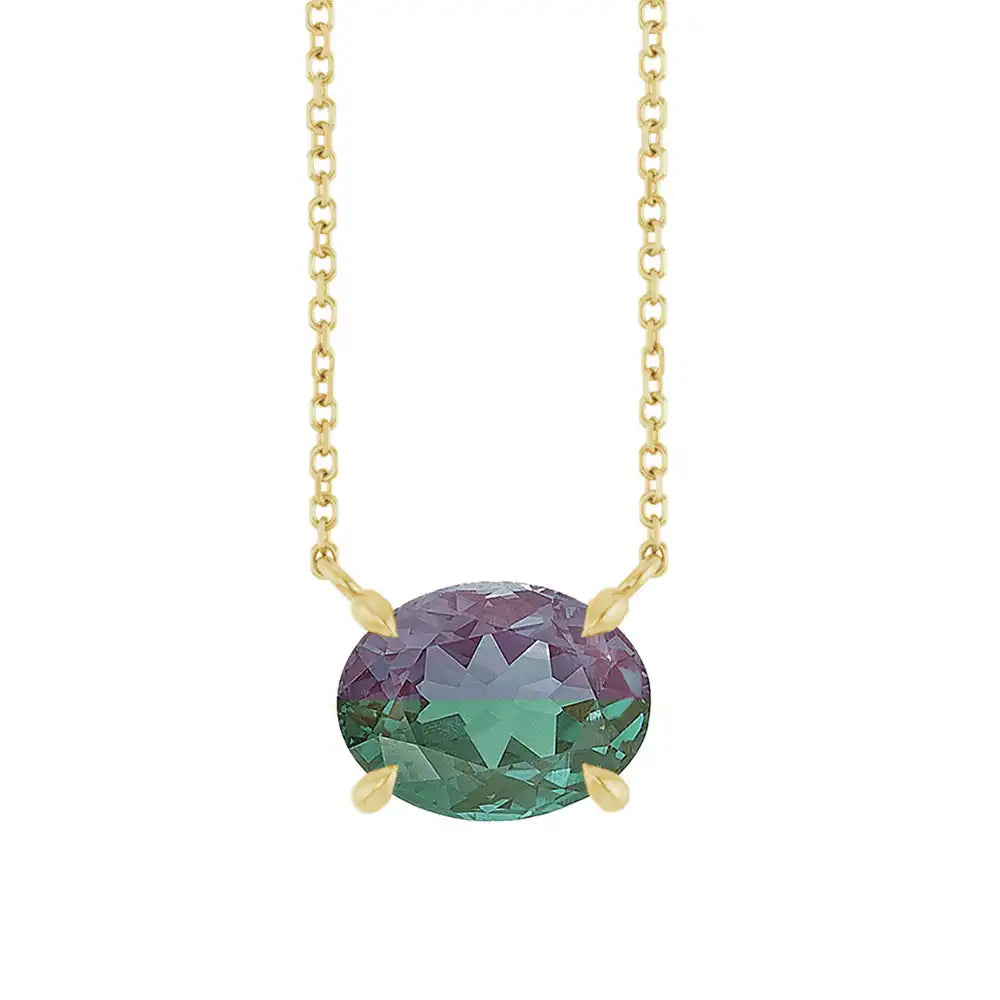 East West Oval 14K yellow gold Necklace in Alexandrite variant--14K-yellow-gold variant--Alexandrite