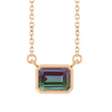 East West Emerald-Cut 14K rose gold Necklace in Alexandrite variant--14K-rose-gold variant--Alexandrite