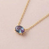 14K gold alexandrite necklace with horizontal-set gemstone variant--14K-rose-gold variant--14K-white-gold variant--14K-yellow-gold variant--Sterling-silver variant--Alexandrite