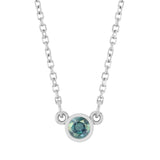 Bezel-set alexandrite birthstone necklace in sterling silver, product view variant--Sterling-silver variant--Emerald