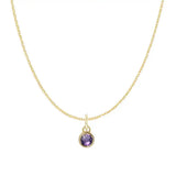 Amethyst birthstone necklace — handmade charm with a symbolic amethyst birthstone for February variant--14K-yellow-gold variant--Amethyst