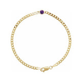 Amethyst link bracelet in solid gold with 5mm ethically sourced stone variant--Amethyst