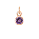 Amethyst birthstone necklace charm, bezel-set in sustainable 14K yellow gold variant--14K-rose-gold
