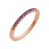 Minimalist amethyst ring made from 14K rose gold, ideal for stacking or solo wear. variant--14K-rose-gold