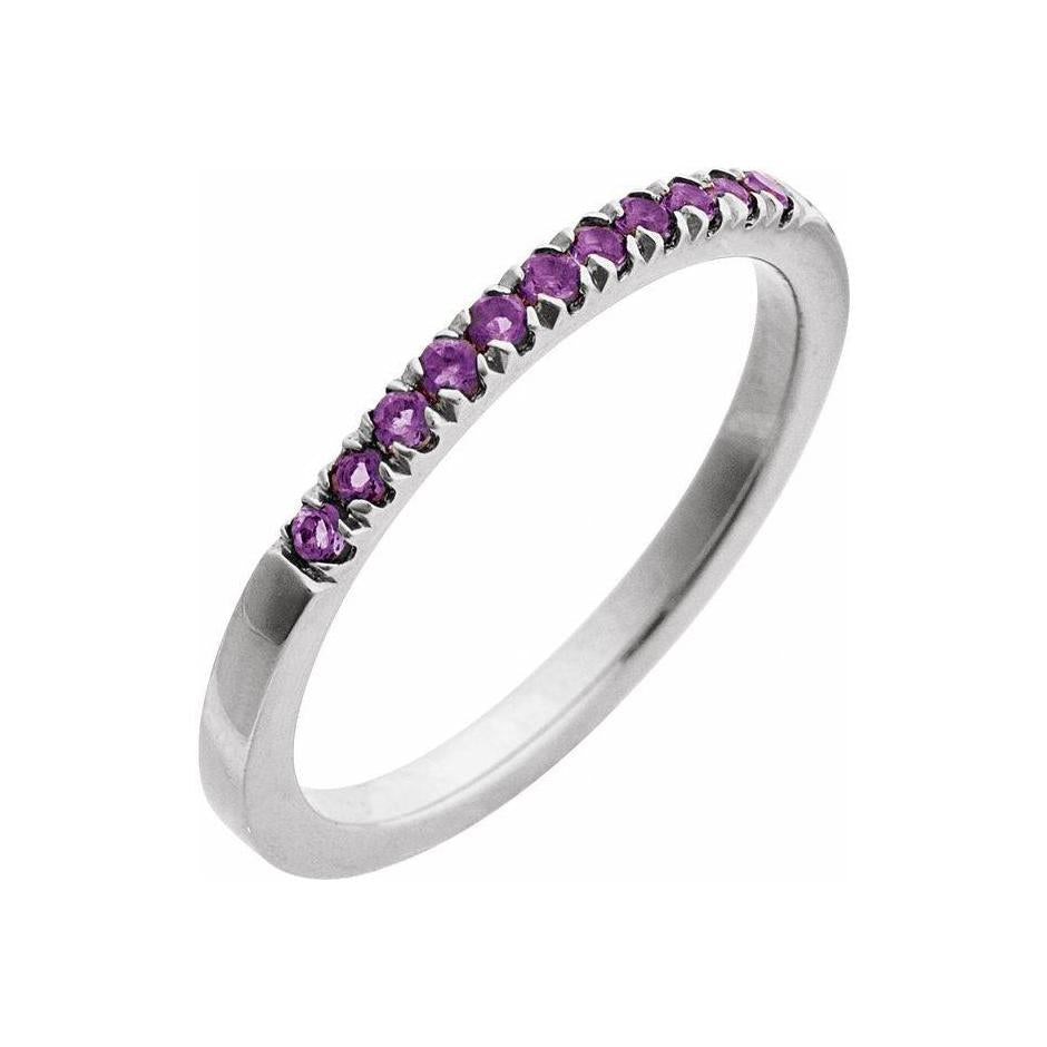 Delicate 14K white gold birthstone ring showcasing a sparkling amethyst accent. variant--14K-white-gold