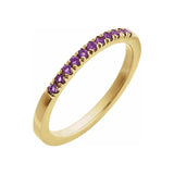 14K yellow gold stacking band featuring a petite amethyst gemstone for daily elegance. variant--14K-yellow-gold