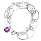 Natural amethyst woven chain bracelet in sterling silver, side view detail silver variant--Amethyst variant--Sterling-silver