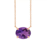 Amethyst East West Oval Necklace in 14K rose gold variant--14K-rose-gold variant--Amethyst