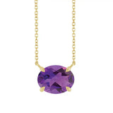 East West Oval 14K yellow gold Necklace in Amethyst variant--14K-yellow-gold variant--Amethyst