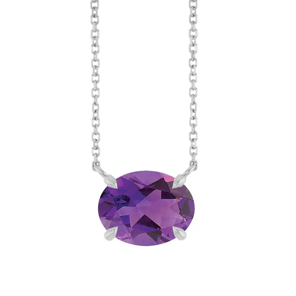 Ethically handmade February birthstone necklace in sterling silver variant--Sterling-silver variant--Amethyst