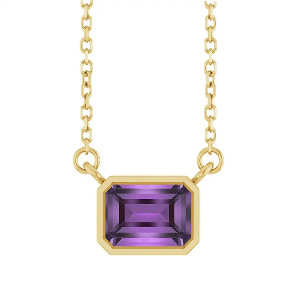 East West Emerald-Cut 14K yellow gold Necklace in Amethyst variant--14K-yellow-gold variant--Amethyst