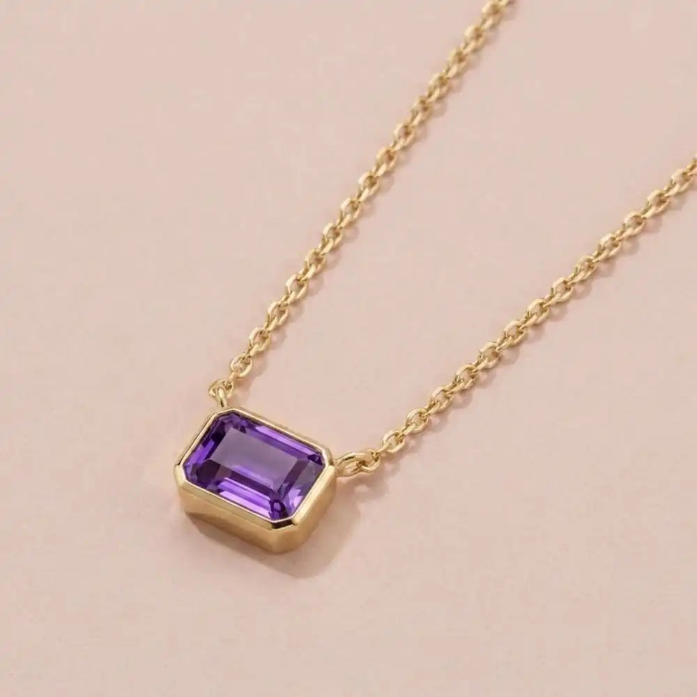 East West amethyst necklace in 14K yellow gold variant--14K-yellow-gold variant--14K-white-gold variant--14K-rose-gold variant--Sterling-silver variant--Amethyst