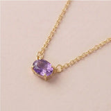 14K gold east-west necklace with oval amethyst birthstone for February variant--14K-rose-gold variant--14K-white-gold variant--14K-yellow-gold variant--Sterling-silver variant--Amethyst