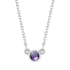 Bezel-set amethyst birthstone necklace in sterling silver, product view variant--Sterling-silver variant--Amethyst