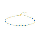 Anklet (10 in) Blue Enamel Bead Chain Necklace Fun Beaded Colorful Chain