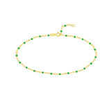 Anklet (10 in) Green Enamel Bead Chain Necklace Fun Beaded Colorful Chain(10-in)(10-in) variant--Green variant--Gold-fill variant--Anklet-(10-in) variant--14K-yellow-gold