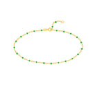 Anklet (10 in) Green Enamel Bead Chain Necklace Fun Beaded Colorful Chain