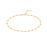 Anklet (10 in) Orange Enamel Bead Chain Necklace Fun Beaded Colorful Chain(10-in)(10-in) variant--Orange variant--Gold-fill variant--Anklet-(10-in) variant--14K-yellow-gold